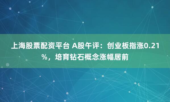 上海股票配资平台 A股午评：创业板指涨0.21%，培育钻石概念涨幅居前
