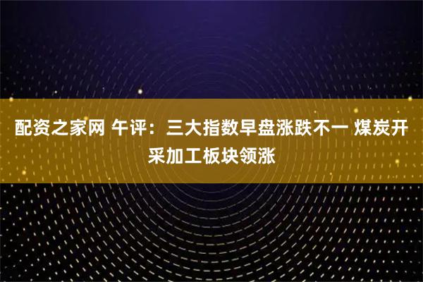配资之家网 午评：三大指数早盘涨跌不一 煤炭开采加工板块领涨